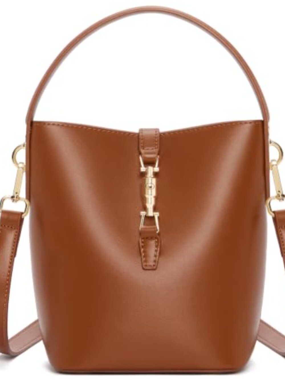 Leather Bucket Bag Crossbody Purse Adjustable Strap Small Shoulder Bag